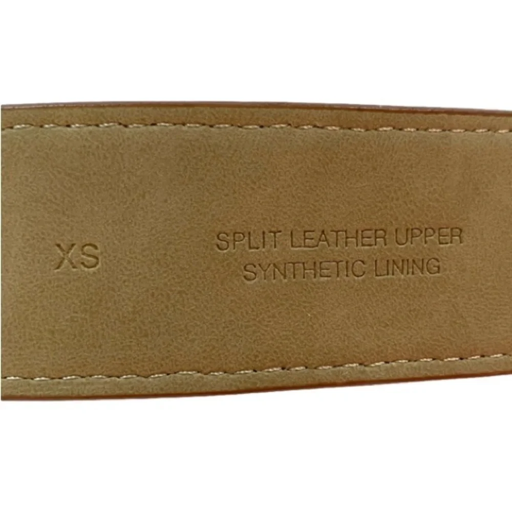 TALBOTS Belt Equestrian Style Split Leather Caramel/Tan/White Stitching Women XS
